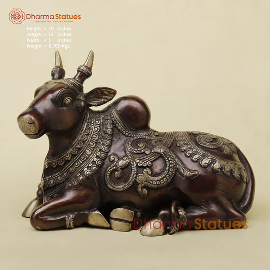 Brass Nanadi seated With Carving Fine, Copper Finish 13”