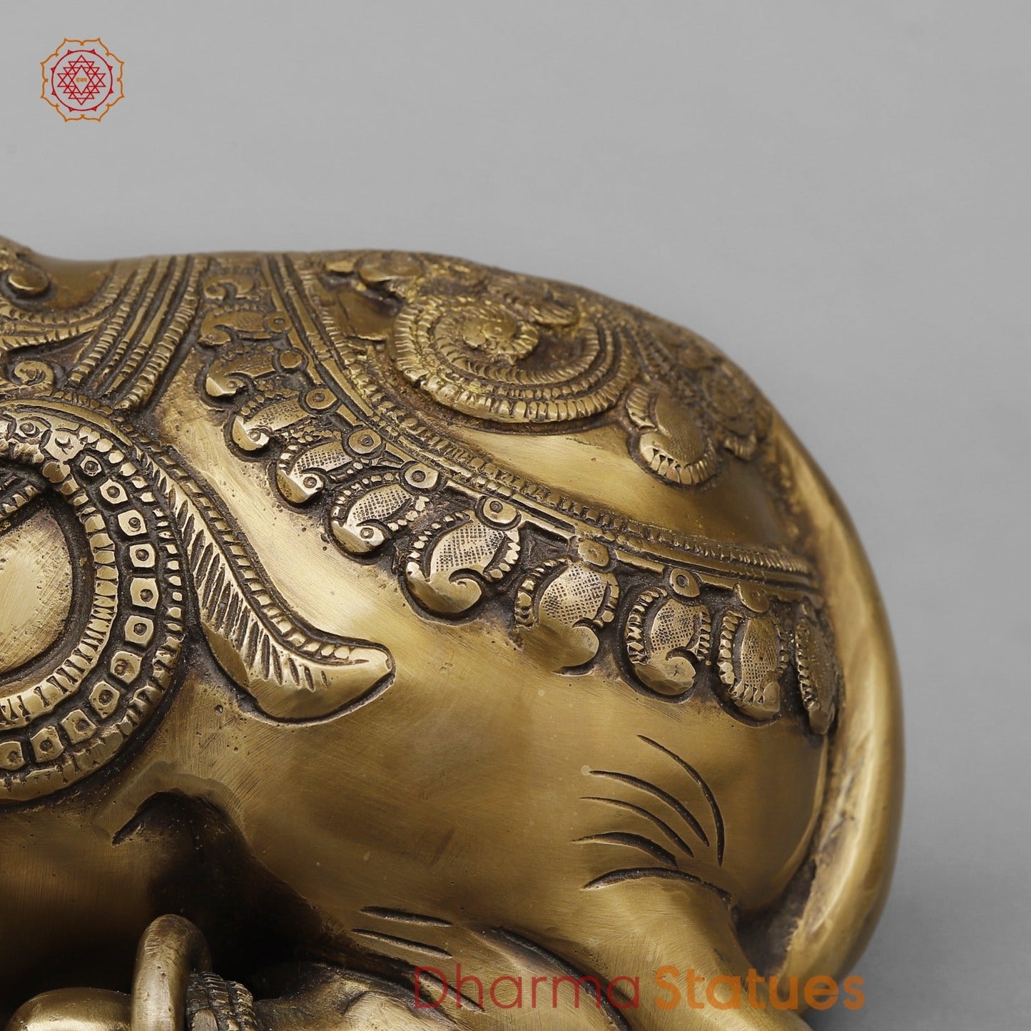 Brass Nanadi seated With Carving Fine, Antique Finish 13”