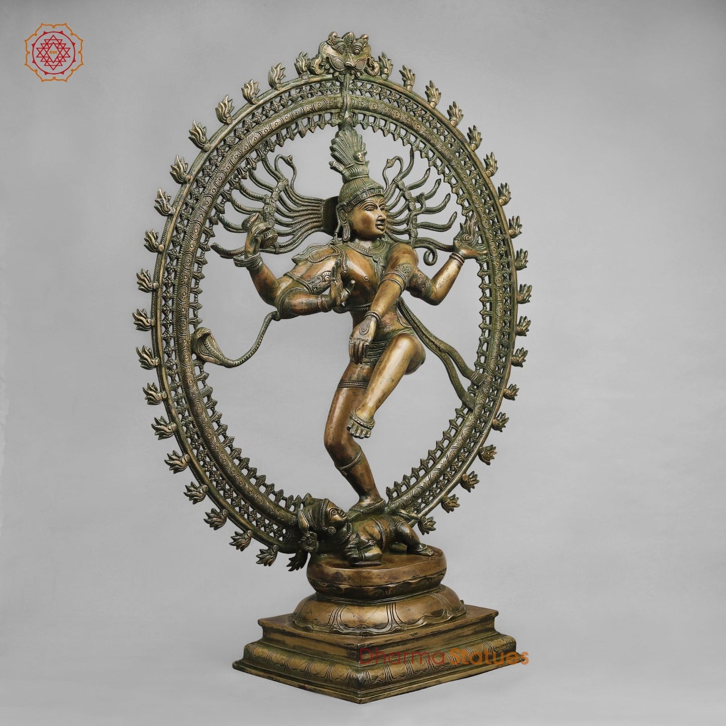 Brass Natraj Dancing shiva Fine, Antique Patina 37”