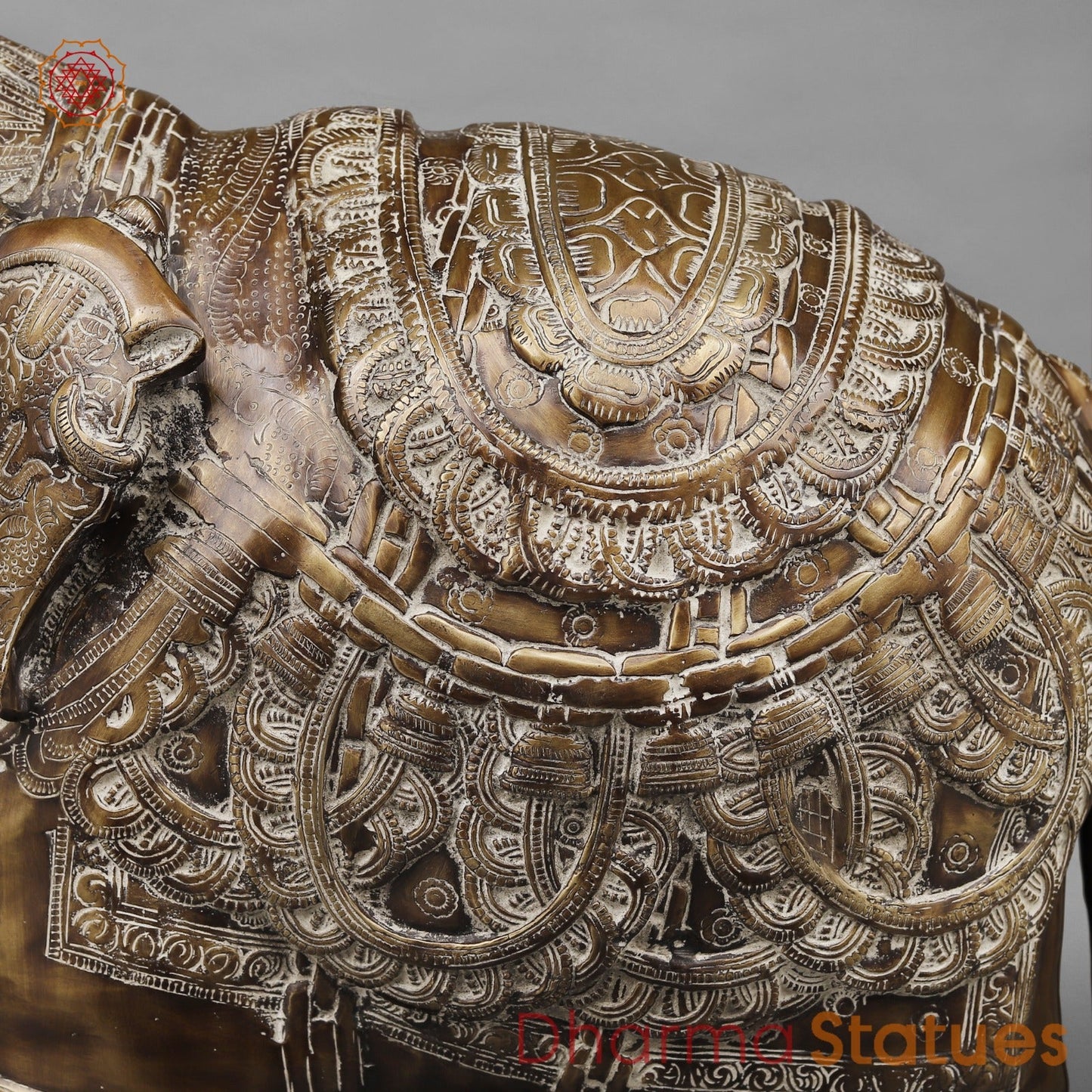 Brass Elephants Standing Fine, Antique finish 22”