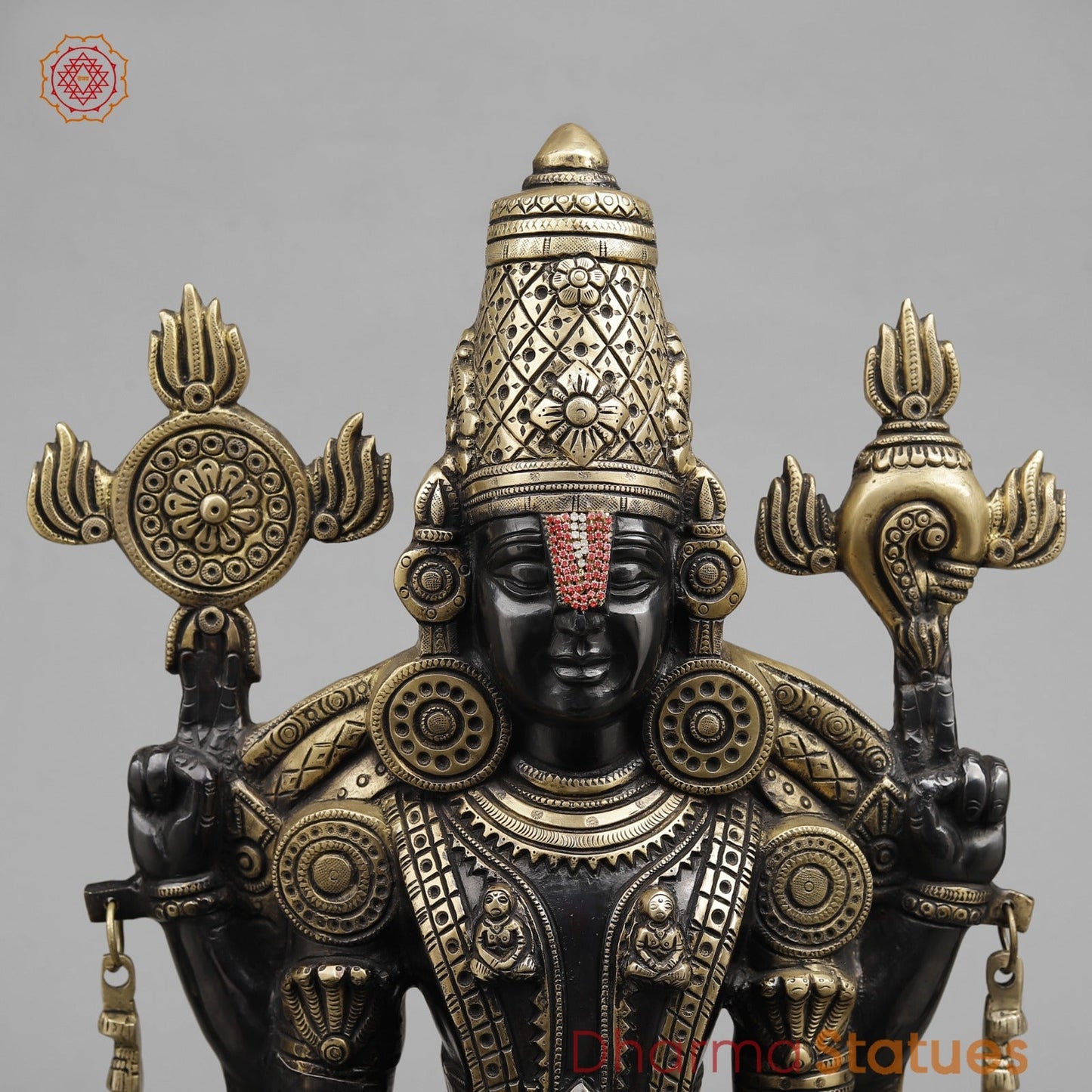 Brass Balaji Standing With Laxmi, Royal Black finish 28”