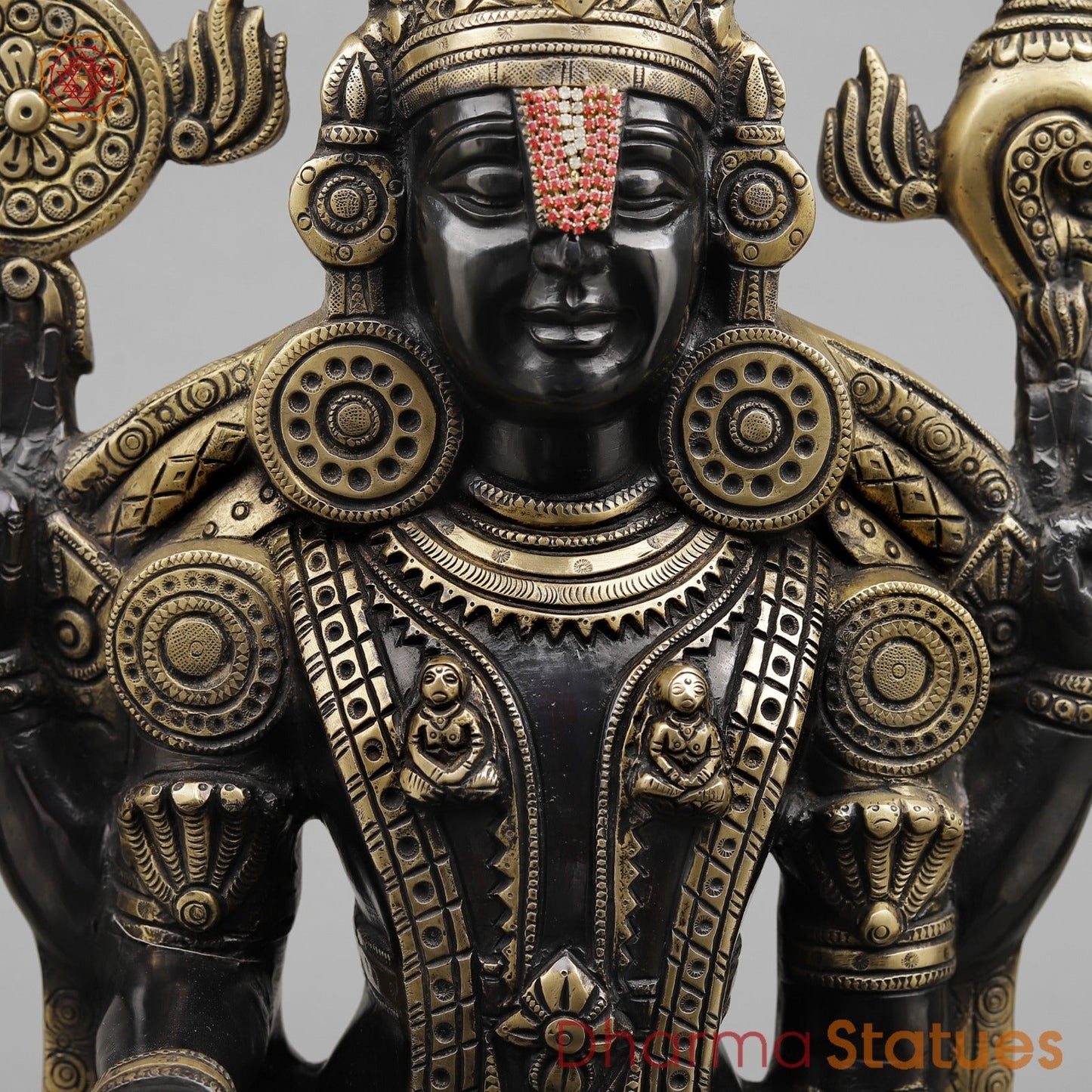 Brass Balaji Standing With Laxmi, Royal Black finish 28”