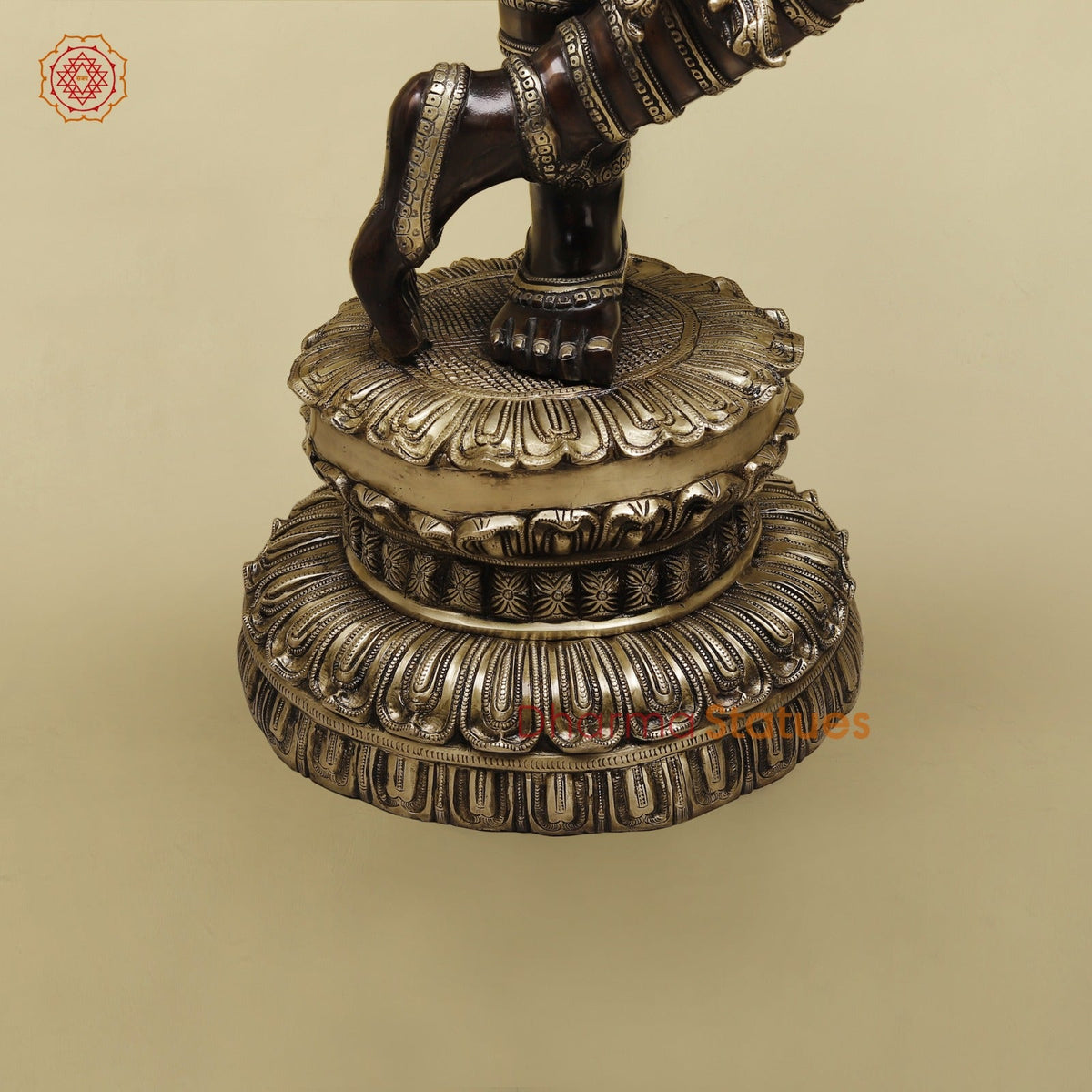 Brass Krishna Standing with Jewellery, Fine Copper finish 46”