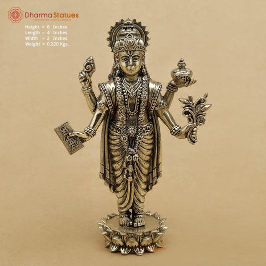Brass Dhanwantri standing fine 6”