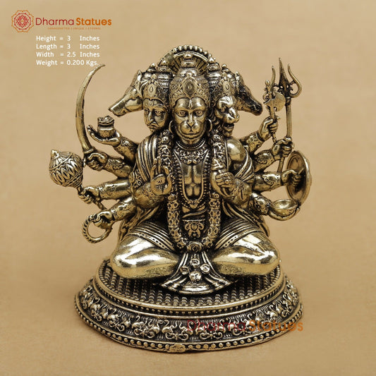 Brass Panchmukhi Hanuman seated 3”