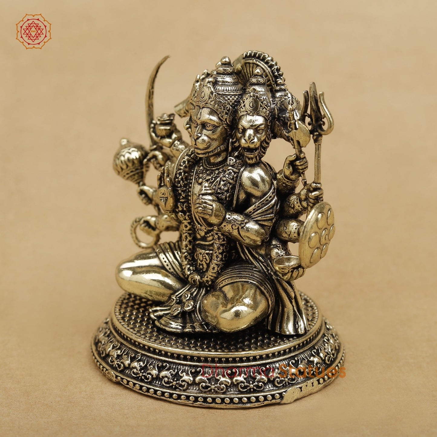 Brass Panchmukhi Hanuman seated 3”