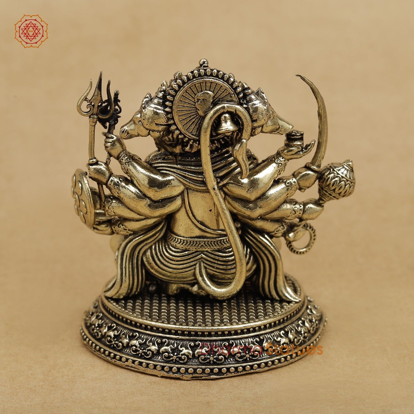 Brass Panchmukhi Hanuman seated 3”