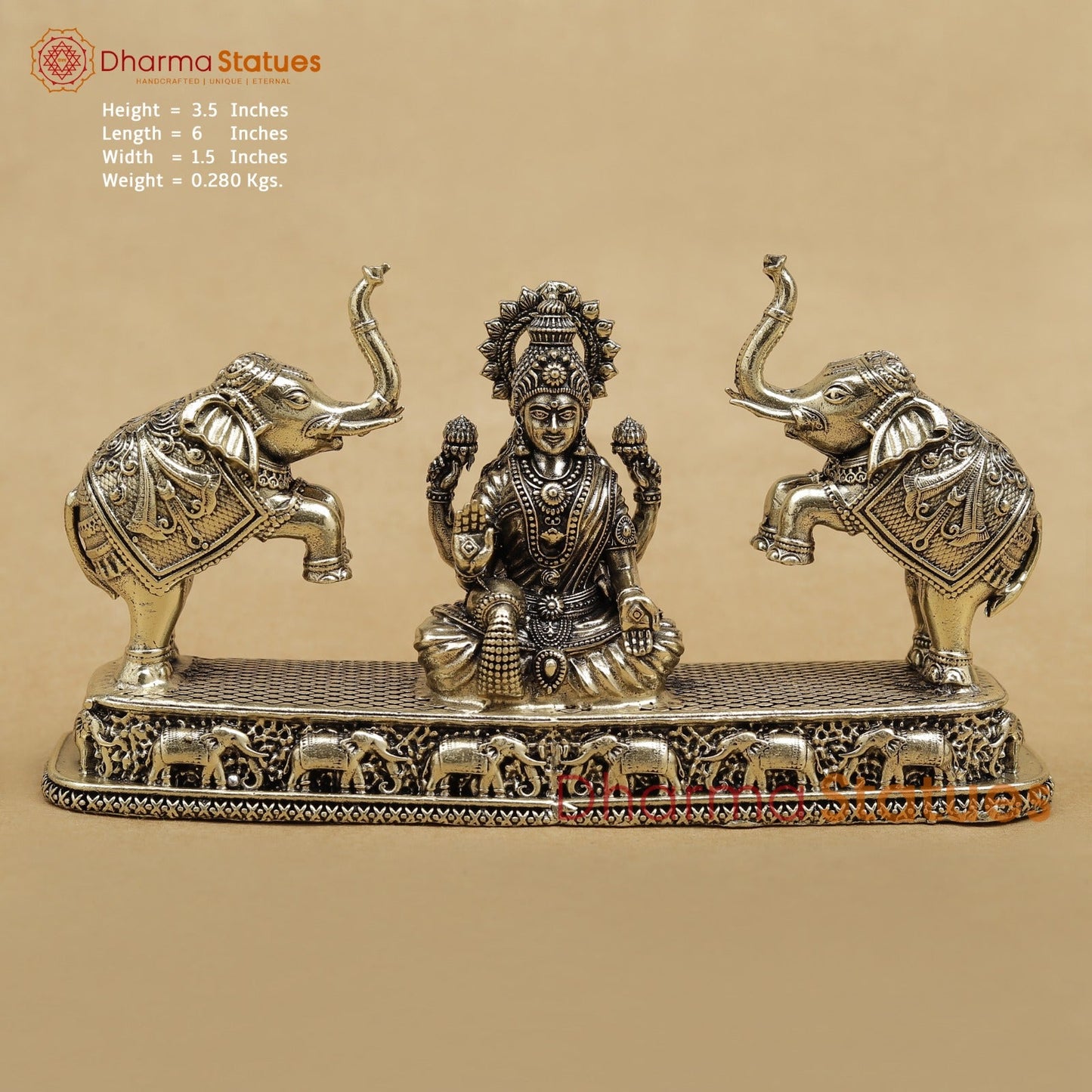 Brass Gaj Lakshmi seated Fine 3.5”