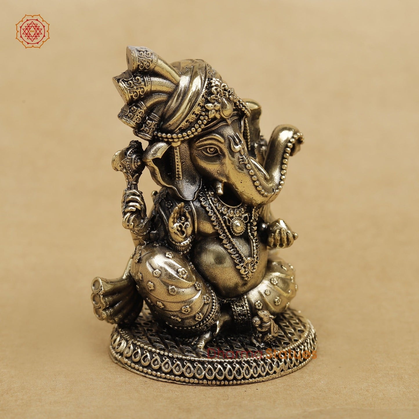 Brass Pagdi Ganesh seated 3”