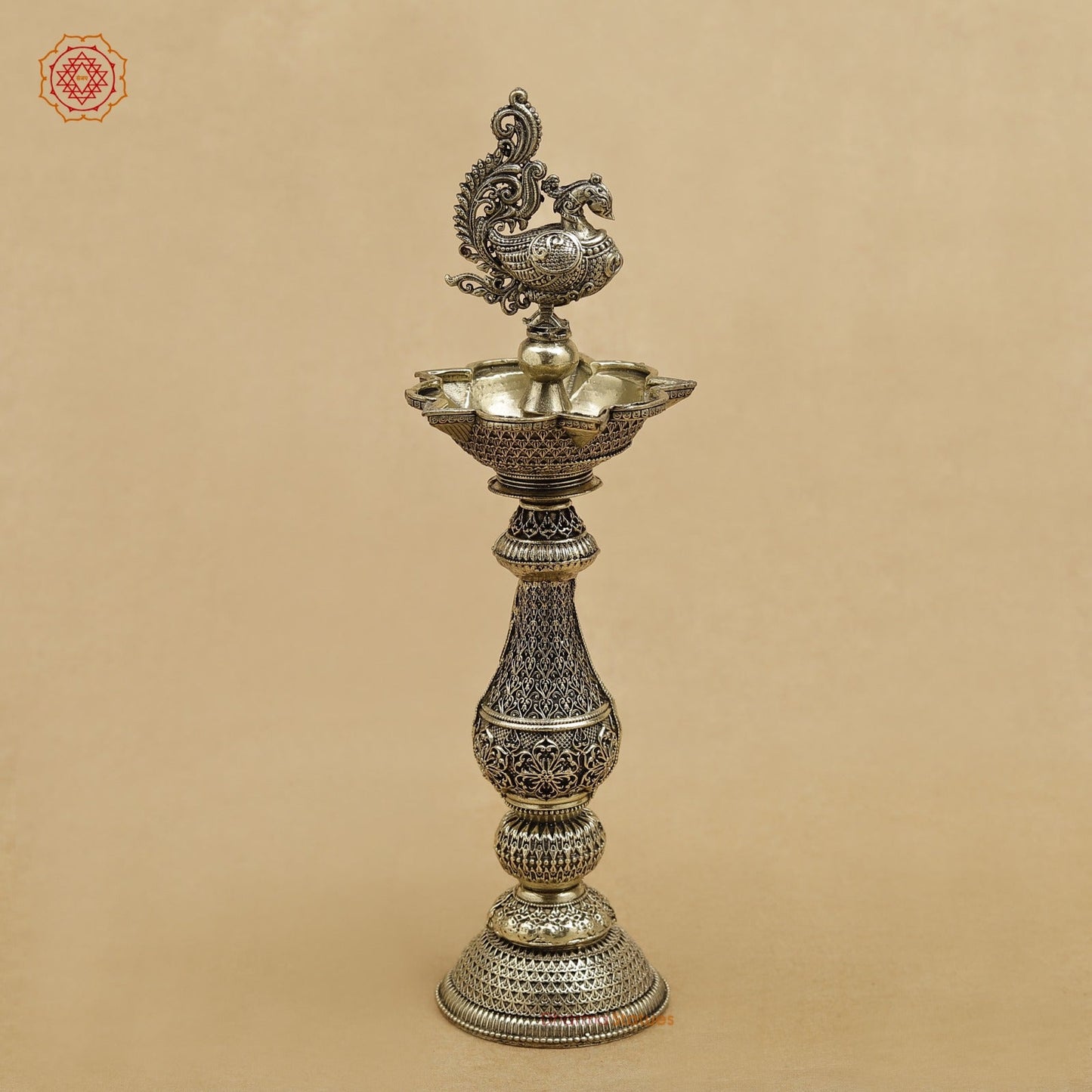 Brass Peacock Lamp fine 8”