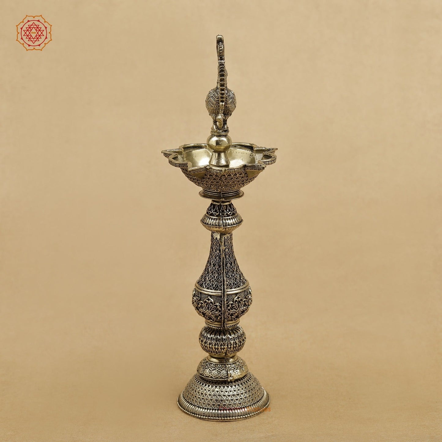 Brass Peacock Lamp fine 8”