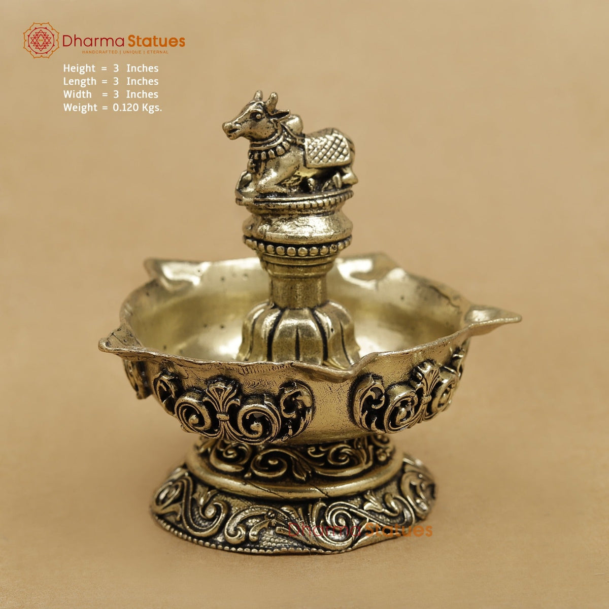 Brass Nandi Diya fine 3”