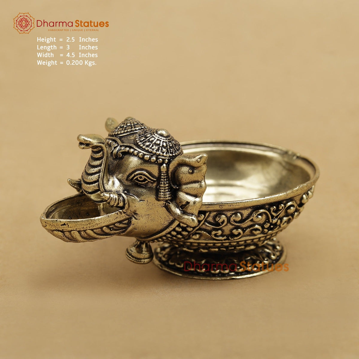 Brass Elephant Diya fine 4.5”