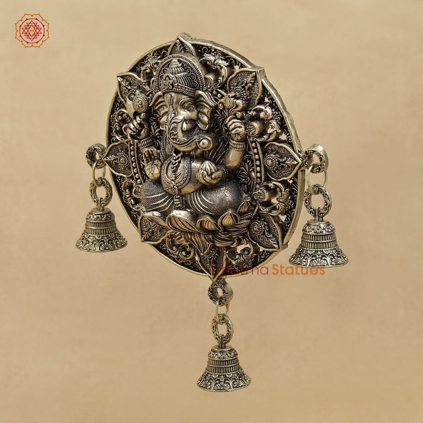 Brass Ganesh Wall Hanging With bells 7”