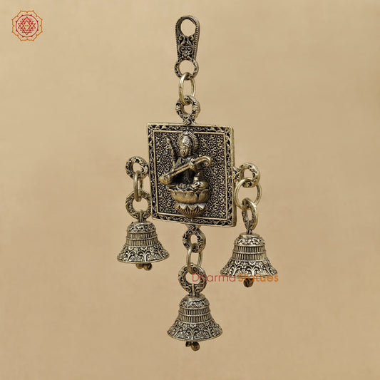 Brass Saraswati Wall Hanging With bells 6.5”