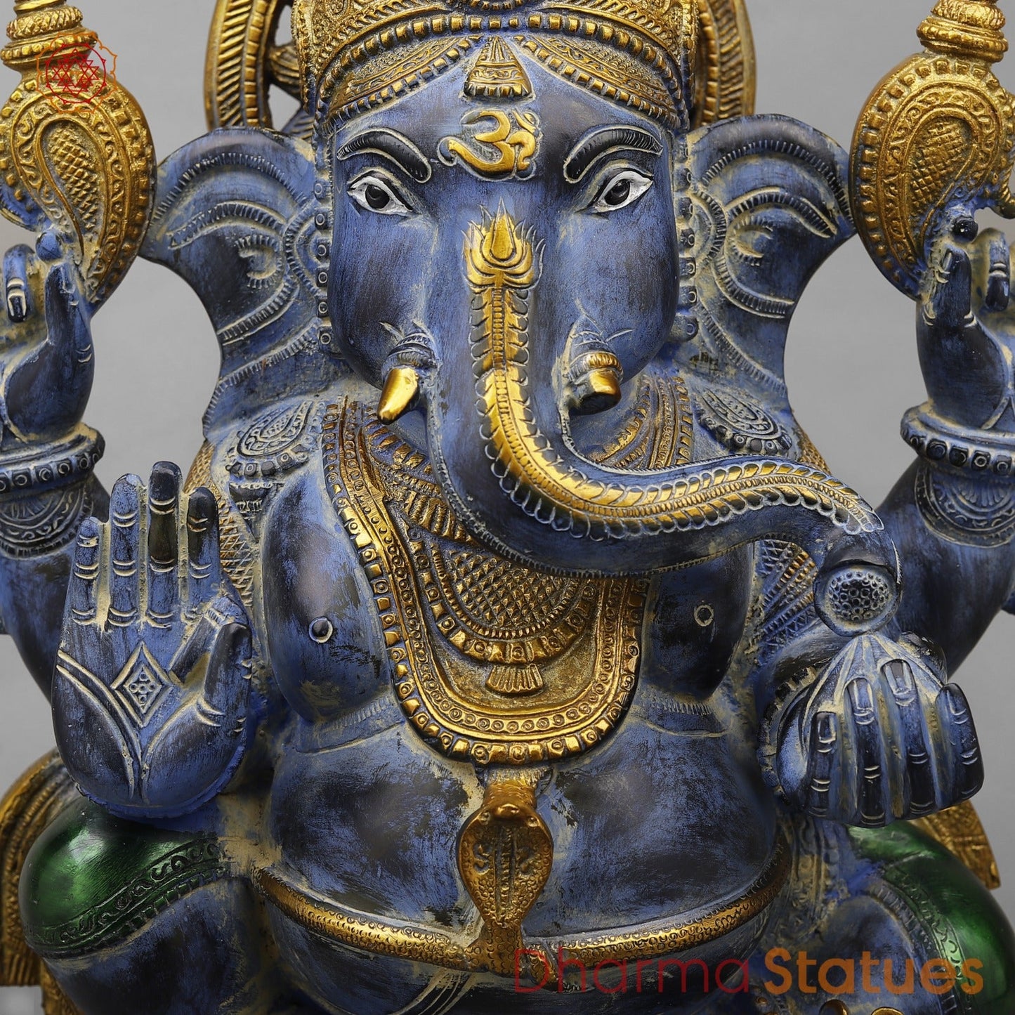 Brass Surya Ganesh Fine , Antique Turquoise Finish 20”