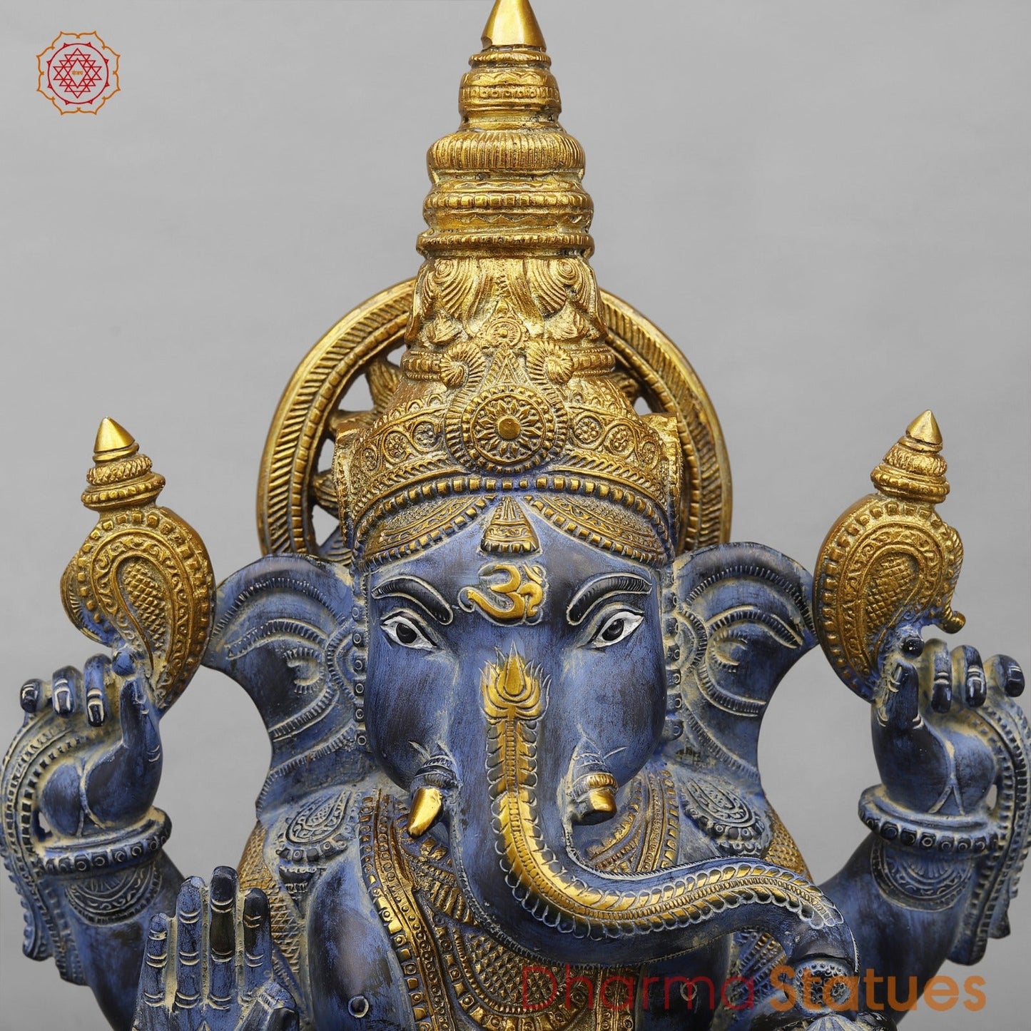 Brass Surya Ganesh Fine , Antique Turquoise Finish 20”