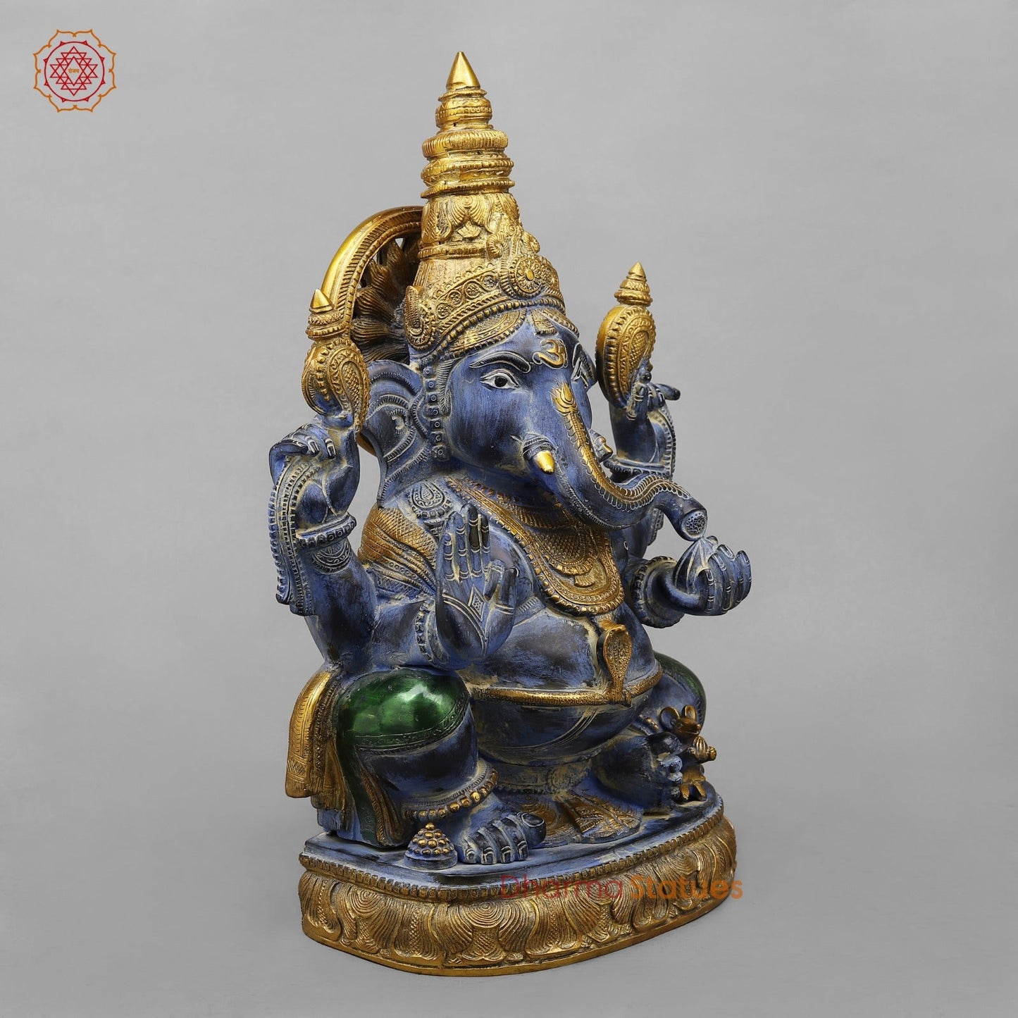 Brass Surya Ganesh Fine , Antique Turquoise Finish 20”
