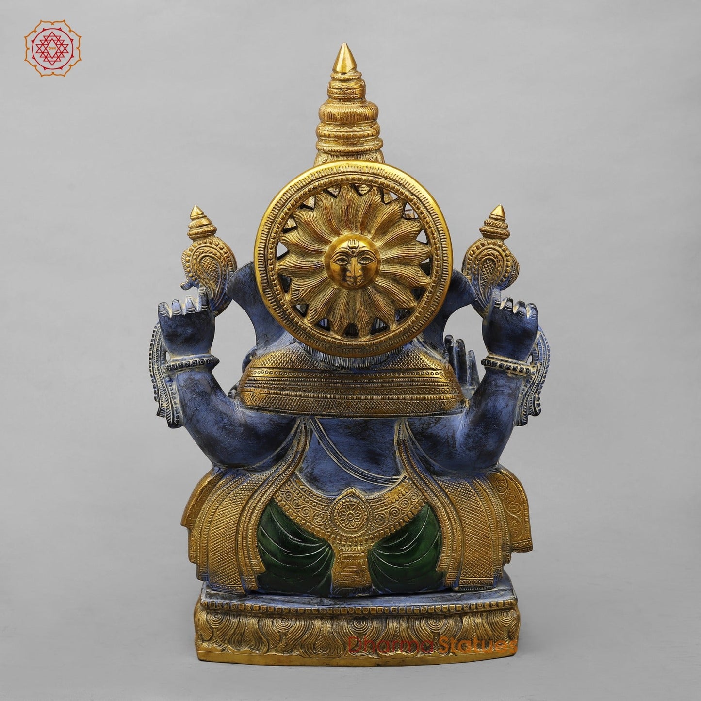 Brass Surya Ganesh Fine , Antique Turquoise Finish 20”