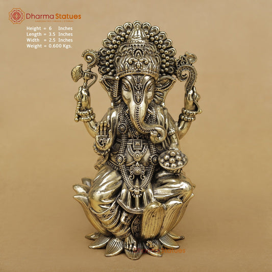 Brass Ganesh seated fine 6”