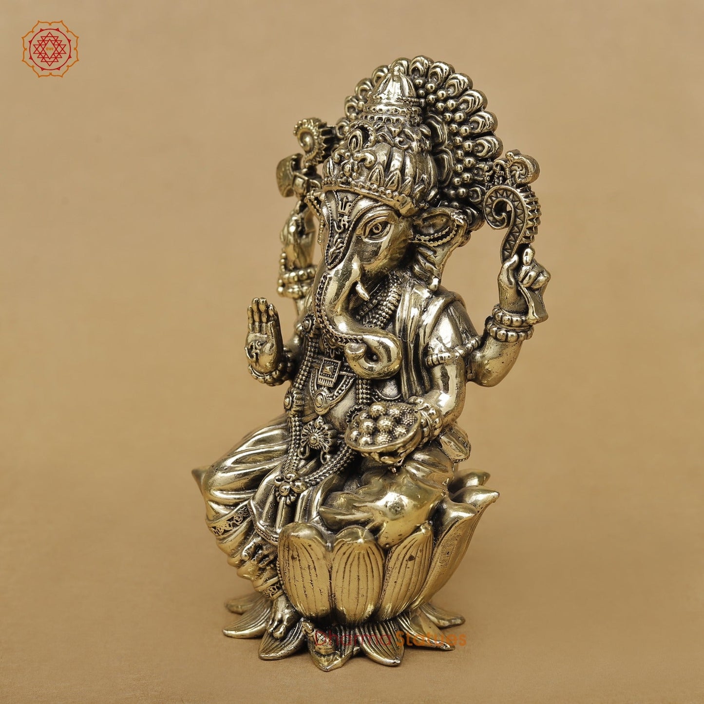 Brass Ganesh seated fine 6”