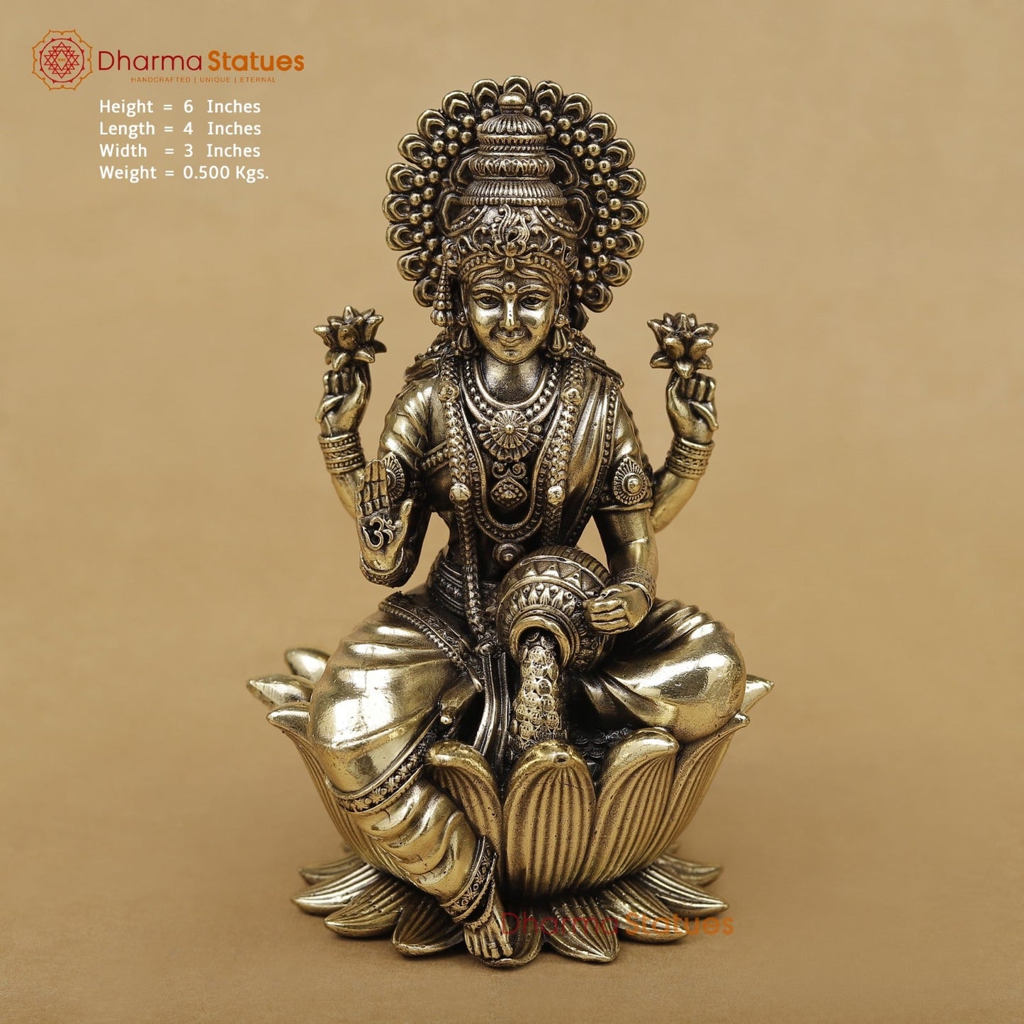Brass Lakshmi seated fine 6”