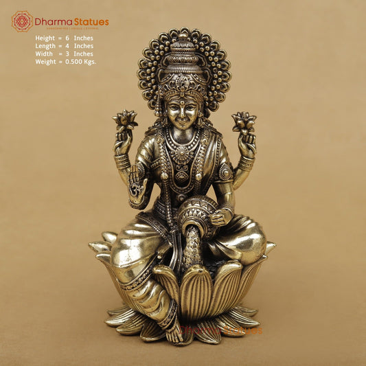 Brass Lakshmi seated fine 6”