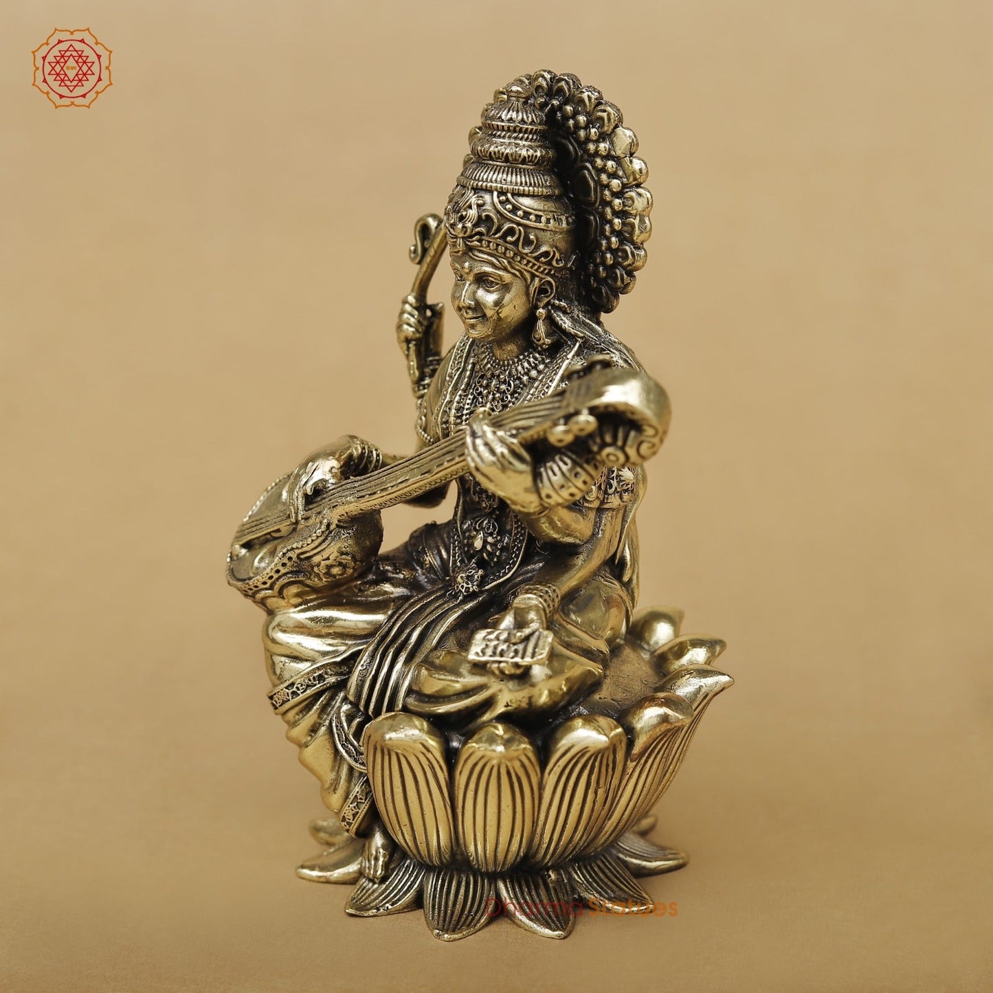 Brass Saraswati seated fine 5”