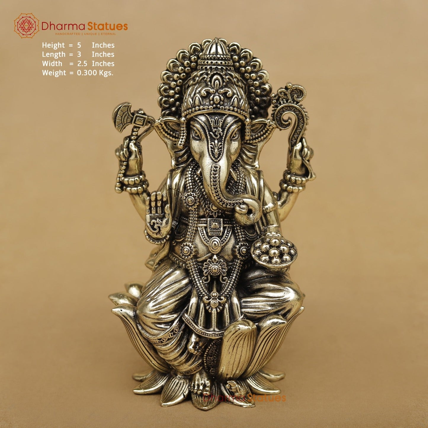 Brass Ganesh seated fine 5”