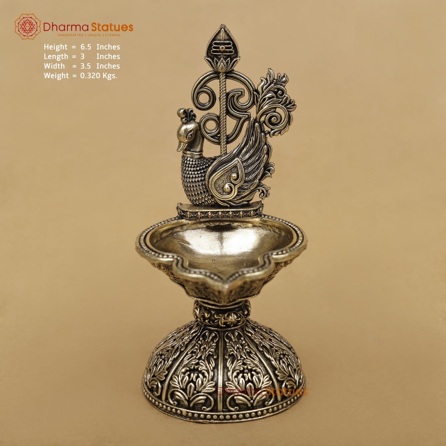 Brass Peacock Vel Diya Fine 6.5”