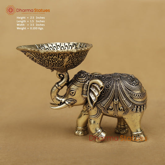 Brass Elephant Diya 2.5”
