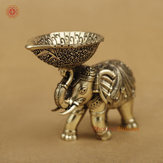 Brass Elephant Diya 2.5”