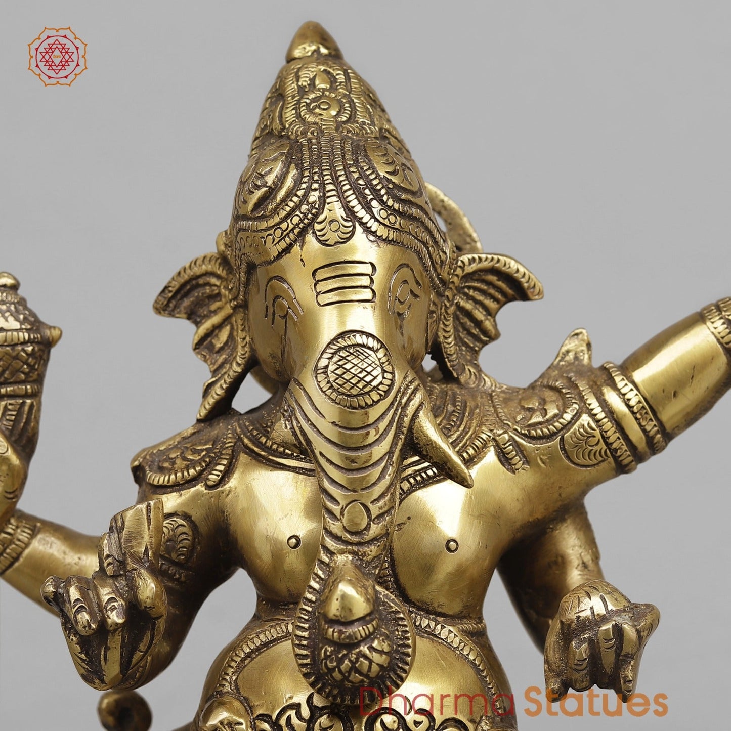 Brass Dancing Ganesh fine, Antique Finish 13”