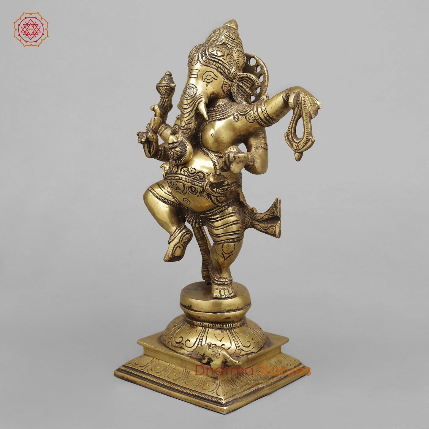 Brass Dancing Ganesh fine, Antique Finish 13”