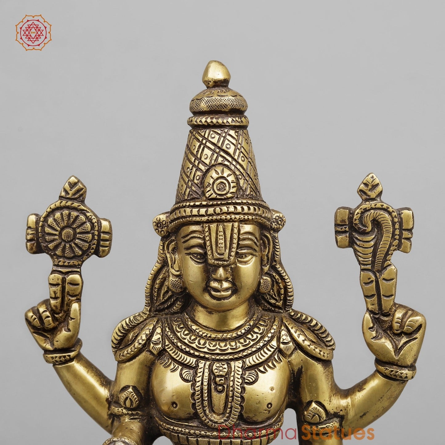Brass Tirupati Balaji Standing, Antique Finish 16”