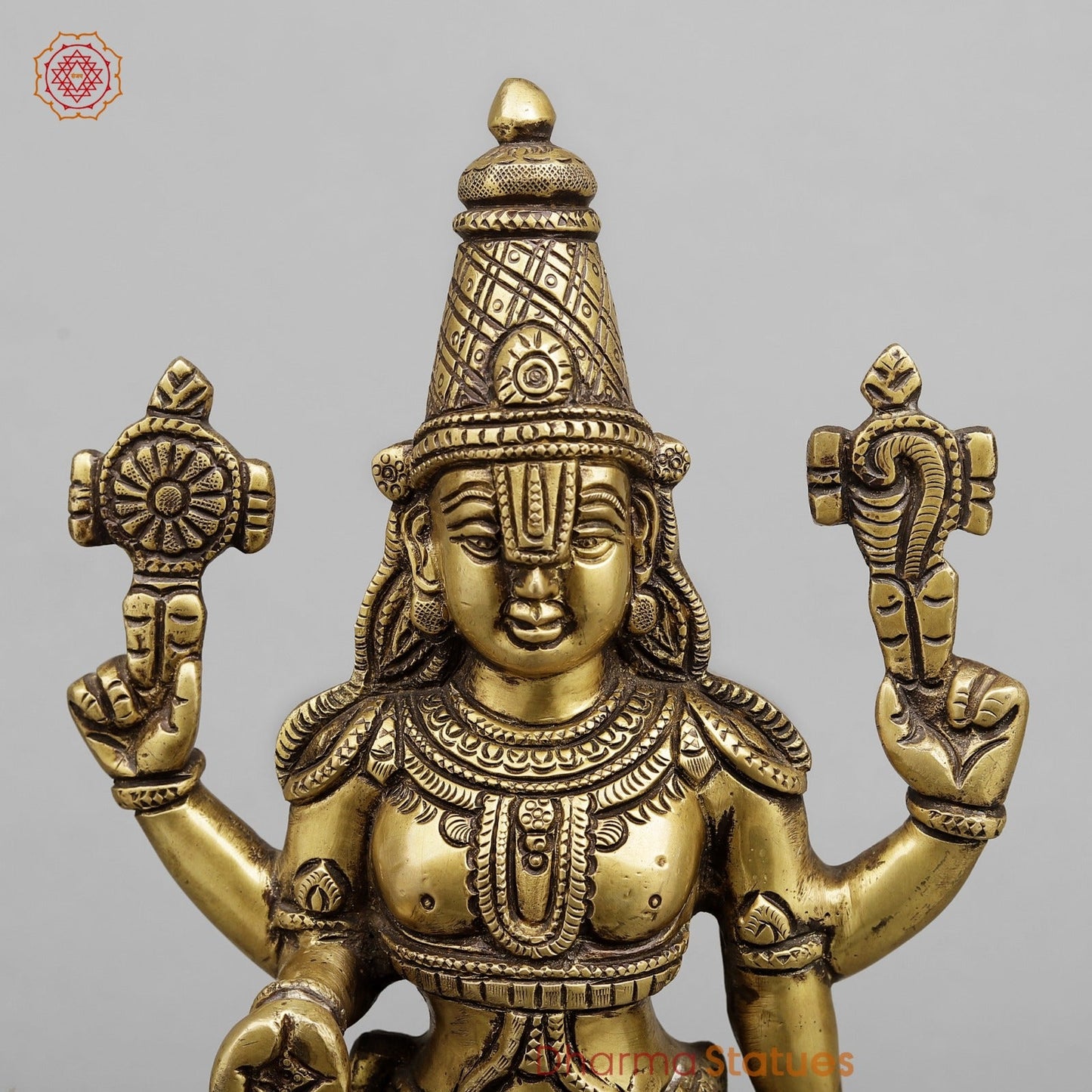 Brass Tirupati Balaji Standing, Antique Finish 16”