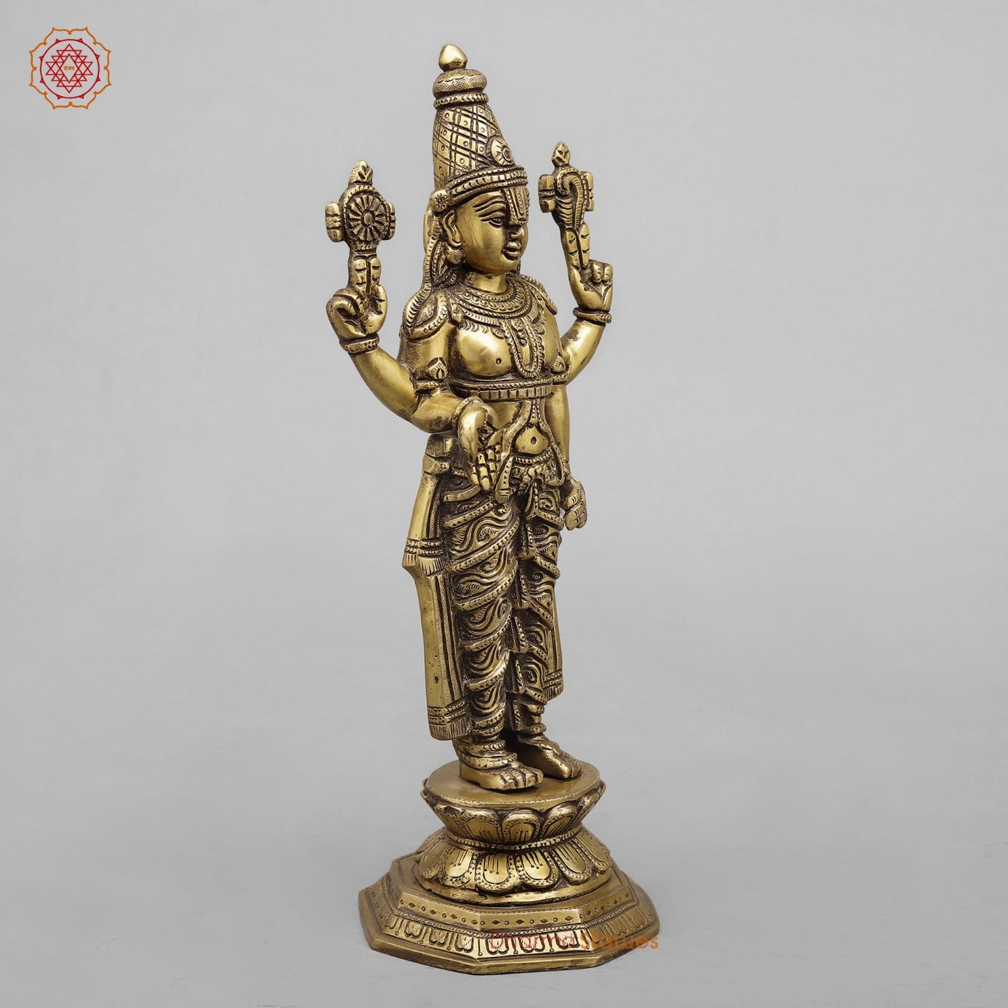Brass Tirupati Balaji Standing, Antique Finish 16”