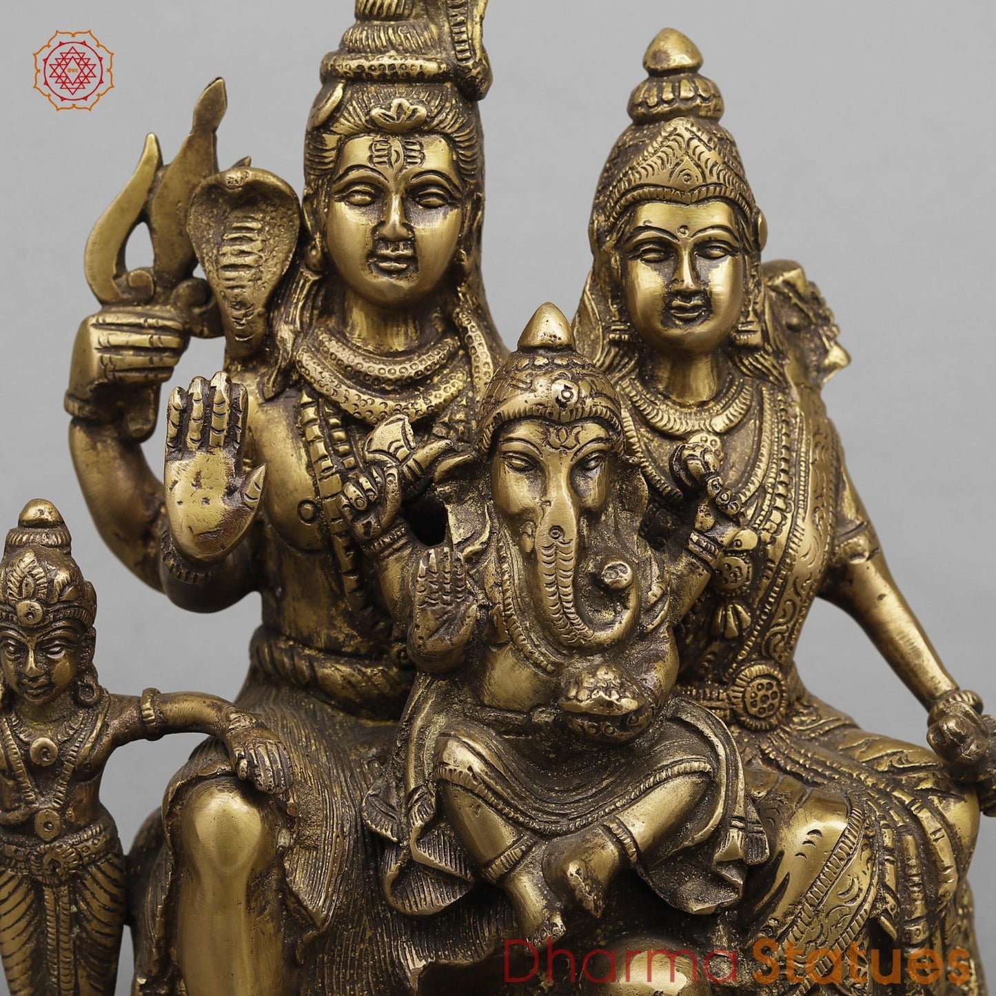 Brass Shiva Family Fine, Antique Finish 9.5”