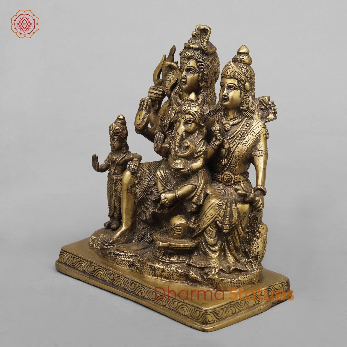 Brass Shiva Family Fine, Antique Finish 9.5”