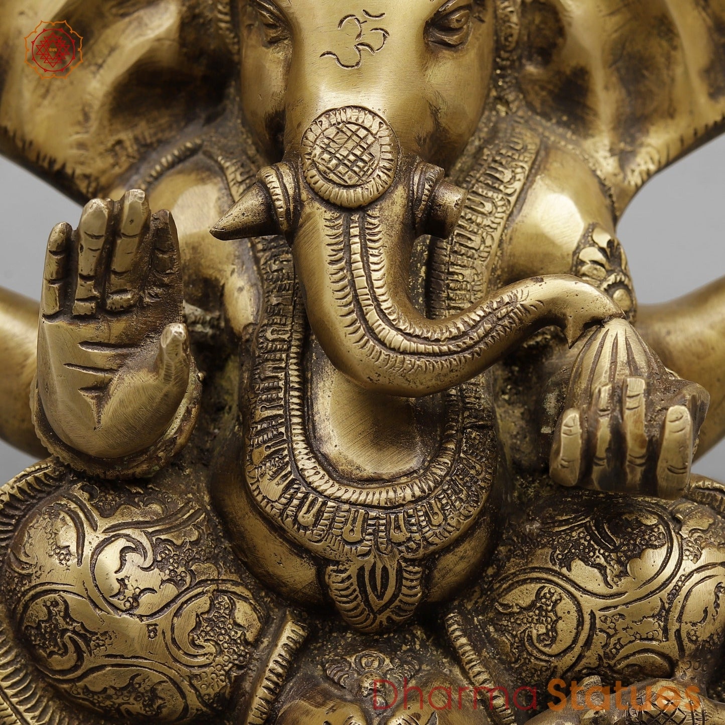 Brass Ganesh with Long Ears, Antique Finish 9”
