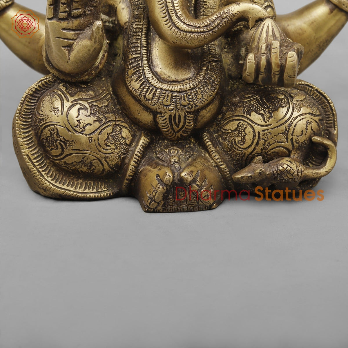 Brass Ganesh with Long Ears, Antique Finish 9”