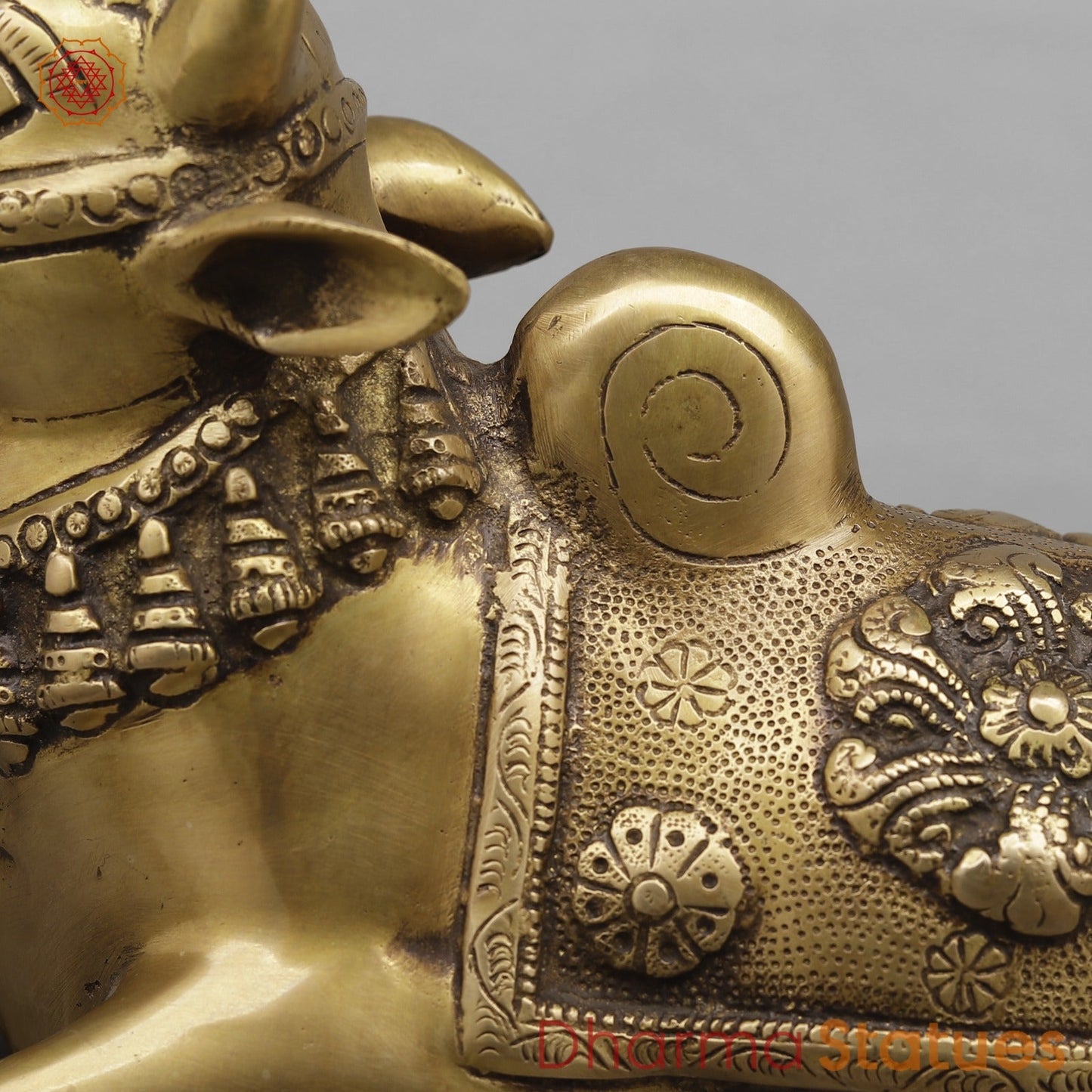 Brass Nandi Seated Fine, Antique Finish 10”