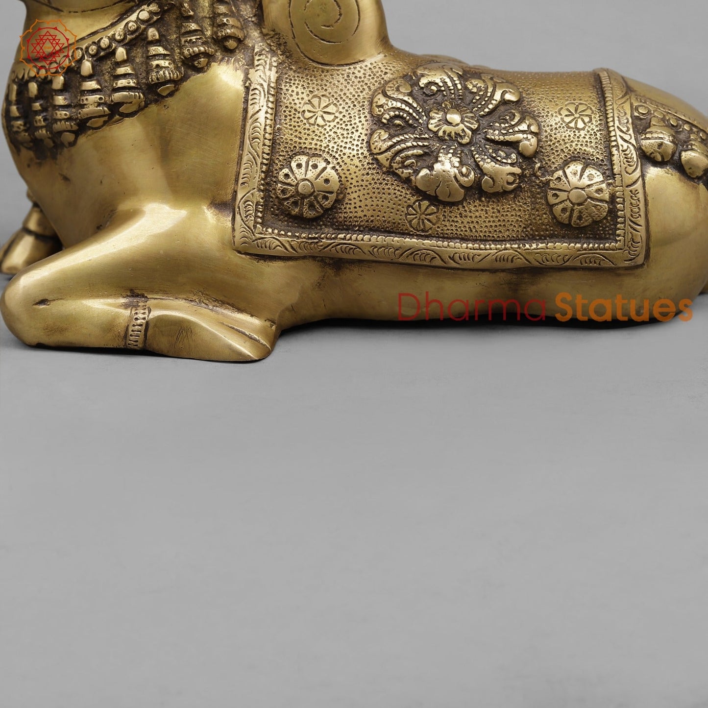 Brass Nandi Seated Fine, Antique Finish 10”