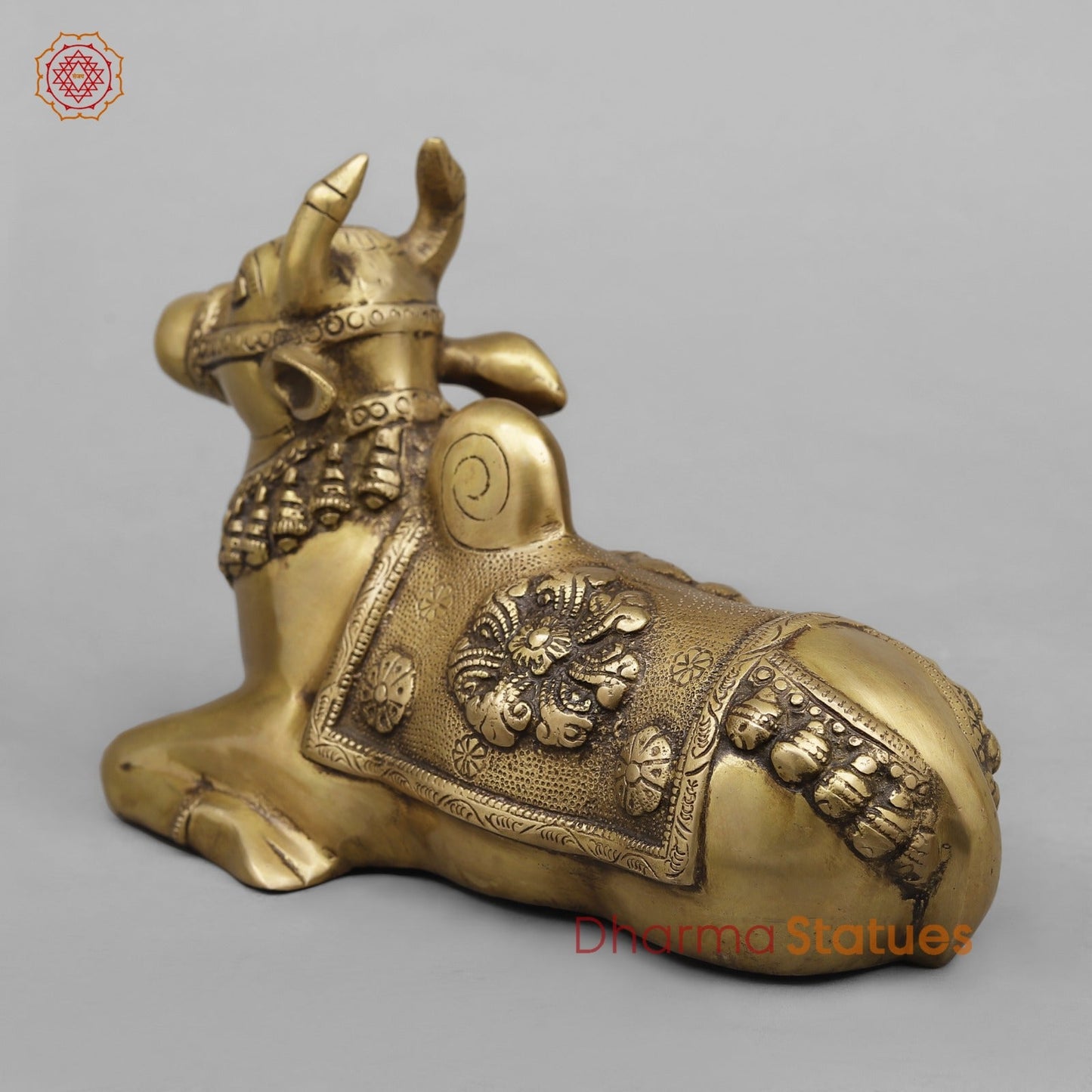 Brass Nandi Seated Fine, Antique Finish 10”