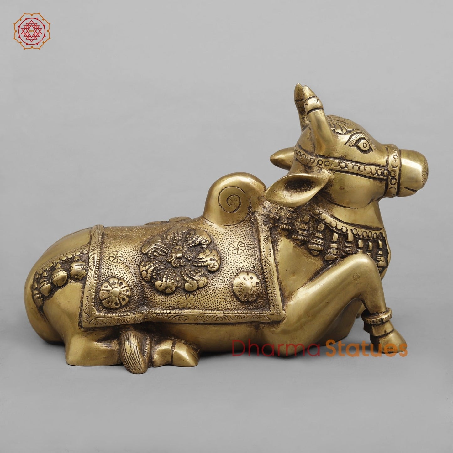 Brass Nandi Seated Fine, Antique Finish 10”