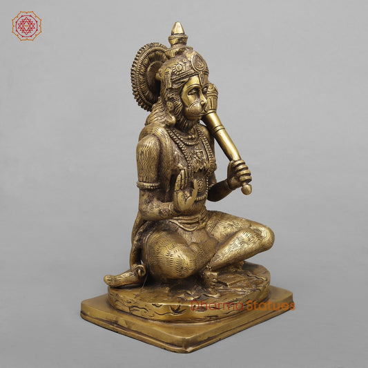 Brass Hanuman ji Blessing, Antique Finish 11”