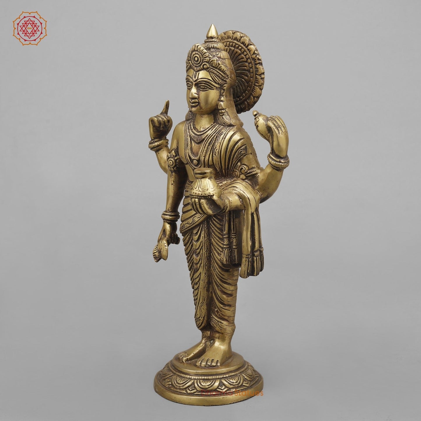Brass Dhanwantri Standing , Antique Finish 14”