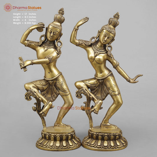 Brass Shiva Parwati Dancing Gracefully, Antique finish 17”