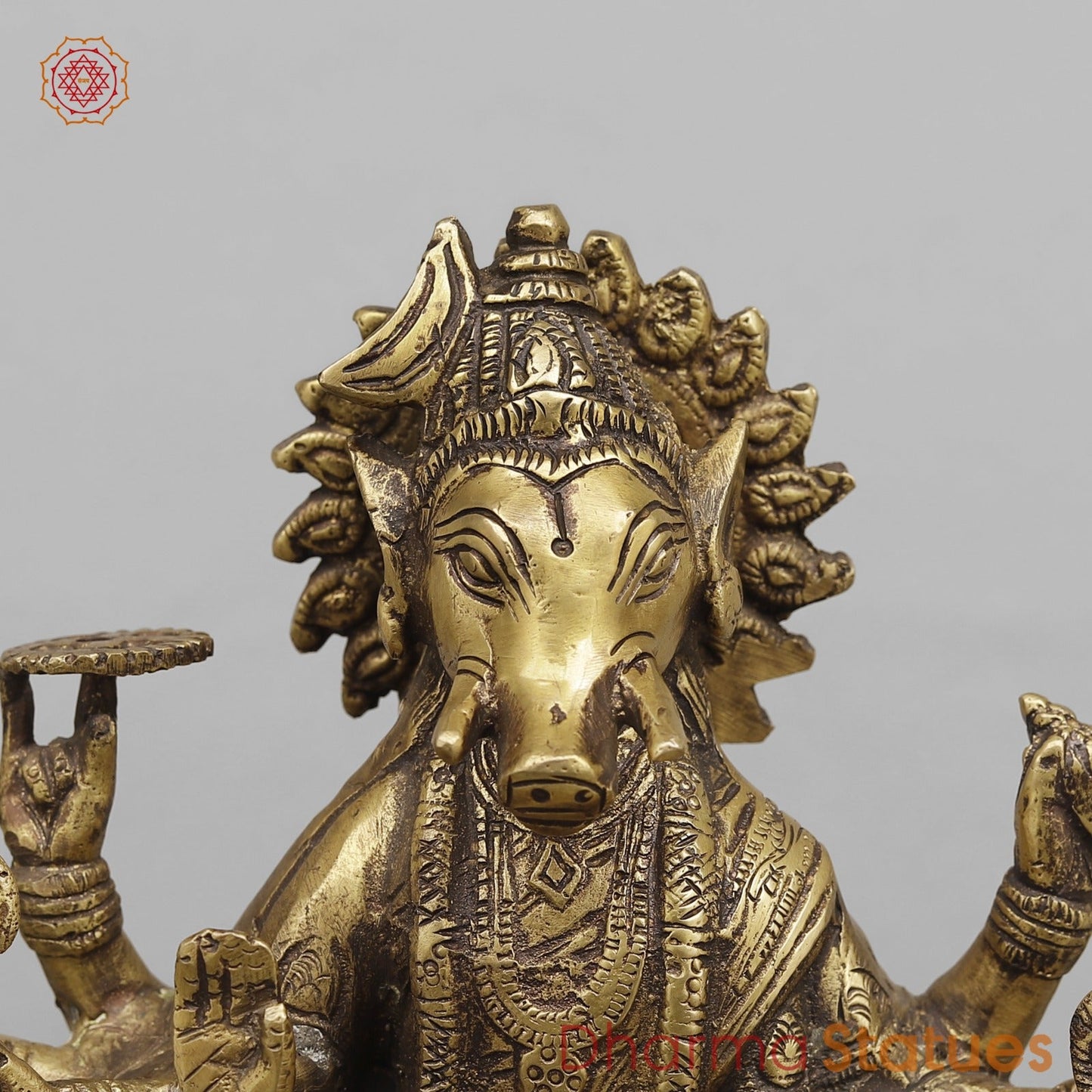 Brass Varahi seated Fine, Antique Finish 8.5”