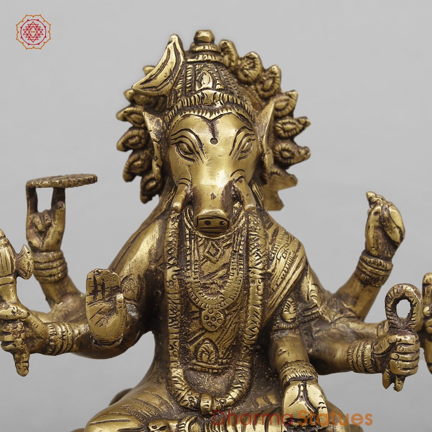 Brass Varahi seated Fine, Antique Finish 8.5”